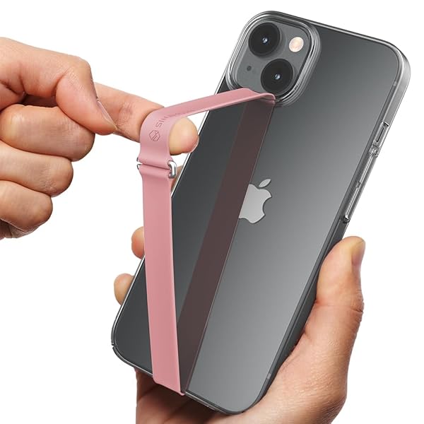 Sinjimoru C-Shaped Clip Finger Phone Grip - Silicone Loop Holder for iPhone & Samsung - Pink 230