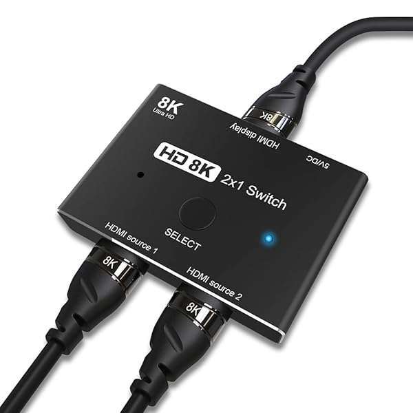 CABLEDECONN Buy CABLEDECONN HDMI 2.1 Ultra HD 8K Switch Adapter - 48Gbps, 2in1, Compatible with Xbox, PS5, Projectors & Monitors
