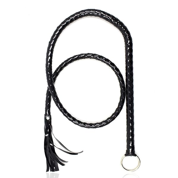 CALIDAKA Handmade Faux Leather Black Whip Costume Accessory for Equestrian Racing Cosplay Stage Performance
