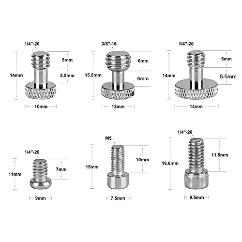 "CAMVATE 16 PCS Screw Nuts Kit for DSLR Camera Cage Rig - 1/4"-20, 3/8"-16 & M5 Threads" - Image 4