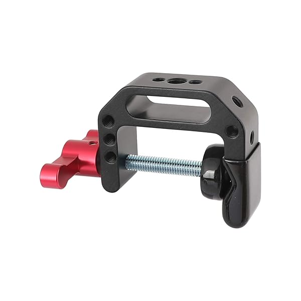 CAMVATE C-Clamp with 1/4 and 3/8 Thread Hole for Camera Monitor Red T-Handle 1687