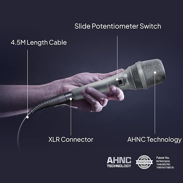 CAROL AC-900S Supercardioid Dynamic Vocal Microphone for Singing & Studio - 14.8ft XLR Cable Included - Image 4