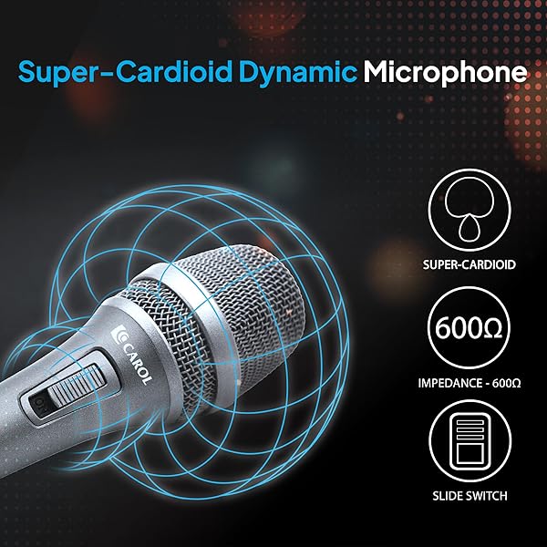 CAROL AC-900S Supercardioid Dynamic Vocal Microphone for Singing & Studio - 14.8ft XLR Cable Included - Image 5