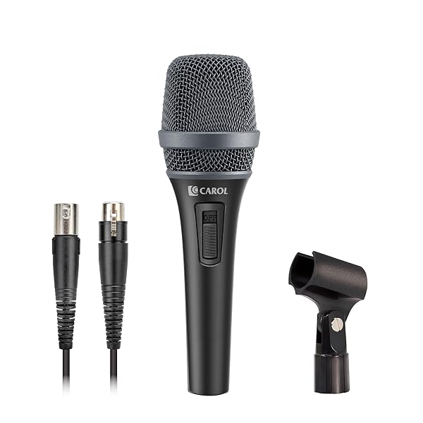 CAROL AC-900S Dynamic Vocal Microphone: Supercardioid, ON/OFF Switch, 14.8ft XLR Cable for Singing & Studio Recording - Image 2