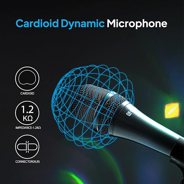 CAROL AC-910 XLR Wired Vocal Microphone Dynamic Cardioid Mic with Noise Cancelling Tech for Singing Karaoke Stage and Studio - Image 4