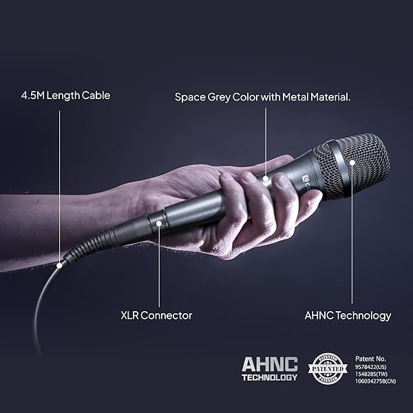 CAROL AC-910 XLR Wired Vocal Microphone Dynamic Cardioid Mic with Noise Cancelling Tech for Singing Karaoke Stage and Studio - Image 5