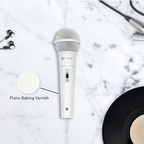 "CAROL MUD-525 White Cardioid Dynamic Microphone for Singing & Conferences - Includes 14.8ft XLR to 1/4" Cable" - Image 4