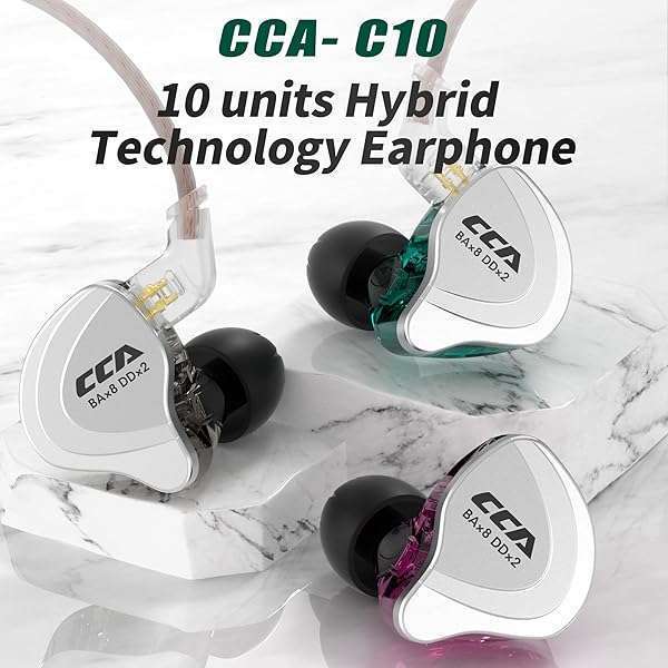 CCA C10 HiFi In-Ear Headphones: 5-Driver Hybrid Design with Detachable Cable - Purple (No Mic) - Image 3