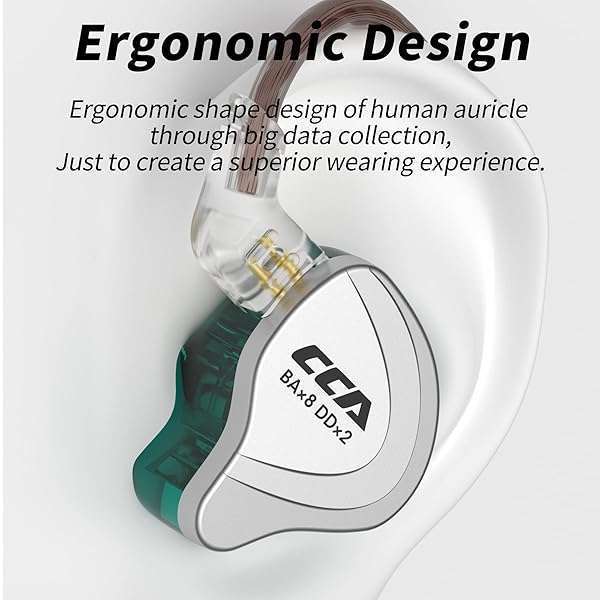 CCA C10 Hybrid In-Ear Monitors: HiFi 4BA 1DD Earbuds with Detachable Cable & 3.5mm Plug - High Resolution Sound - Image 3