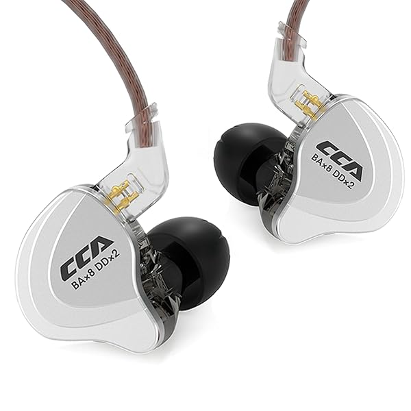 CCA C10 In Ear Monitor Headphone 10 Hybrid Drivers Wired Earbud HiFi IEM Earphones Stereo Noise Isolating for Musicians Singers Audiophiles Black