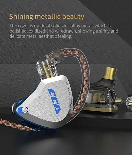 CCA C12 In-Ear Monitors: 5BA+1DD Hybrid HiFi Stereo Earbuds for Musicians & Audiophiles - Noise Isolating, Tangle-Free Cable - Image 9