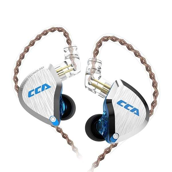 CCA C12 In-Ear Monitors: 5BA+1DD Hybrid HiFi Stereo Earbuds for Musicians & Audiophiles - Noise Isolating, Tangle-Free Cable