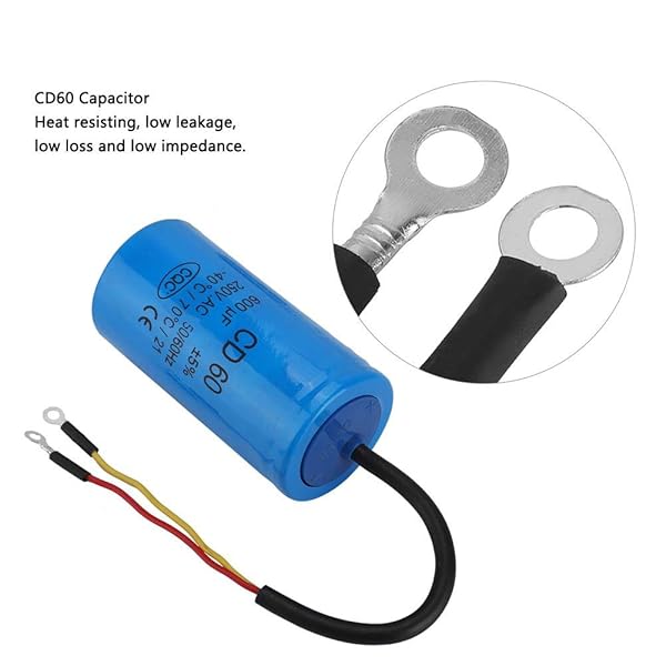 CD60 Run Capacitor 250V AC 600uF for Air Compressor - High-Quality Motor Capacitor with Wire - Image 4