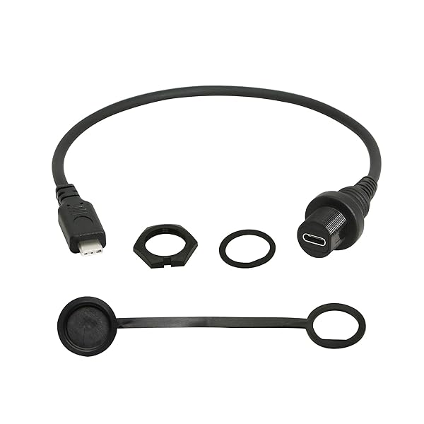 CERRXIAN 30cm USB Type C 2.0 Mount Extension Cable for Car Boat Motorcycle Truck Dashboard