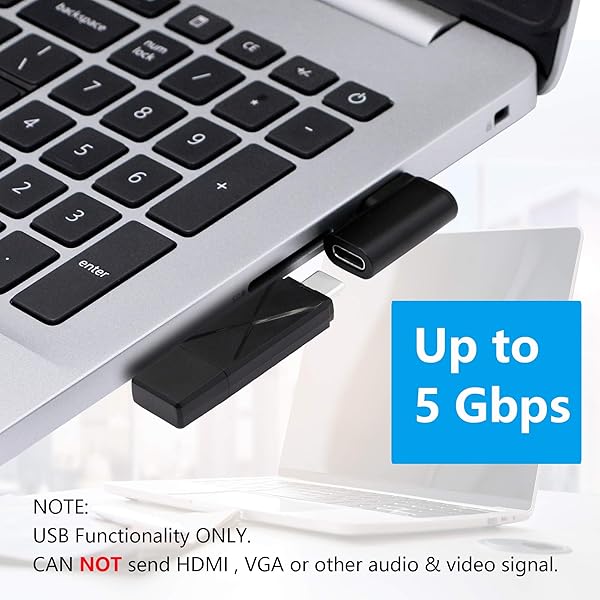 CERRXIAN 90 Degree USB C to USB A Adapter Right Angle Left Angle USB A 3.0 Male to USB Type C 3.1 Female Connector 2-Pack - Image 5