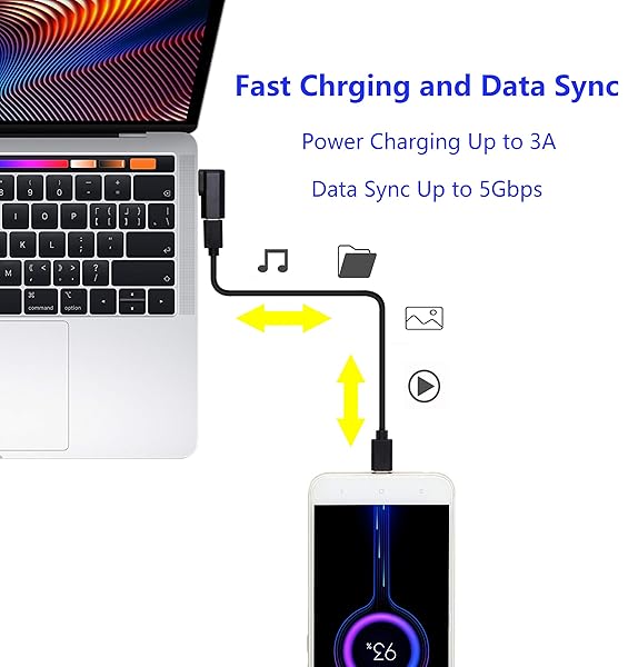 CERRXIAN 90 Degree USB C to USB A Adapter Right Angle Left Angle USB A 3.0 Male to USB Type C 3.1 Female Connector 2-Pack - Image 6