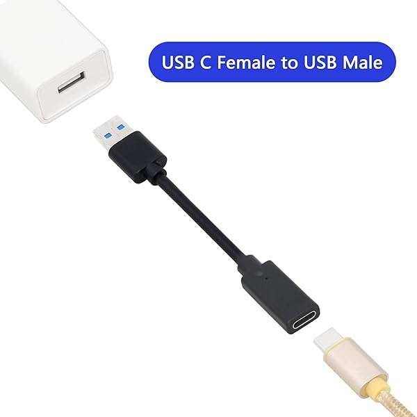 CERRXIAN USB 3.0 Type A to Type C Female Adapter - 3ft Connector Converter (Black) - Image 6