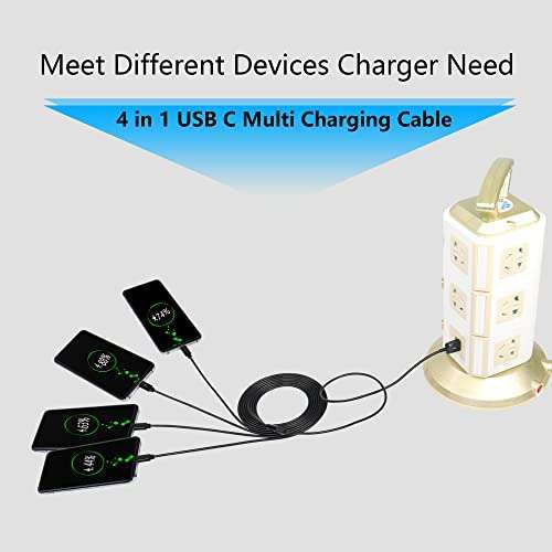 CERRXIAN USB Type C Splitter Charging Cable,4.9ft 4 in 1 Multi Charging Cable, USB A to 4 x USB Type C Y Splitter Data Snyc Cord(1.5m-4 USB C, Black) - Image 7