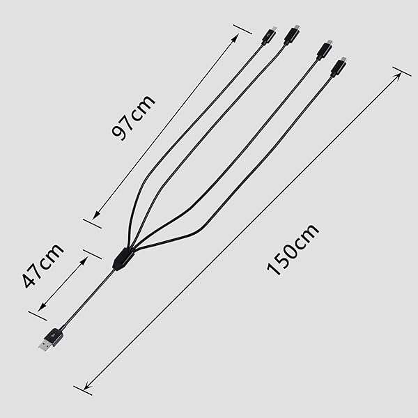 CERRXIAN USB Type C Splitter Charging Cable,4.9ft 4 in 1 Multi Charging Cable, USB A to 4 x USB Type C Y Splitter Data Snyc Cord(1.5m-4 USB C, Black) - Image 8