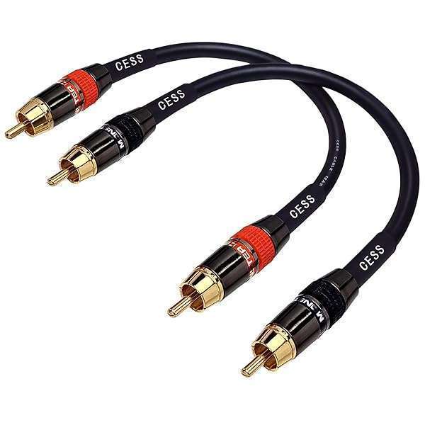 CESS-163-1f Low Noise 12 Gauge RCA Audio Line Patch Cable - 1 Foot Premium Quality