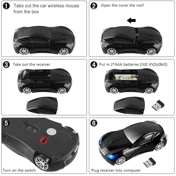 CHUYI Cool Car Shaped Wireless Mouse - 1600DPI Portable Optical Mice for Travel, Office & School - Perfect Gift! - Image 7