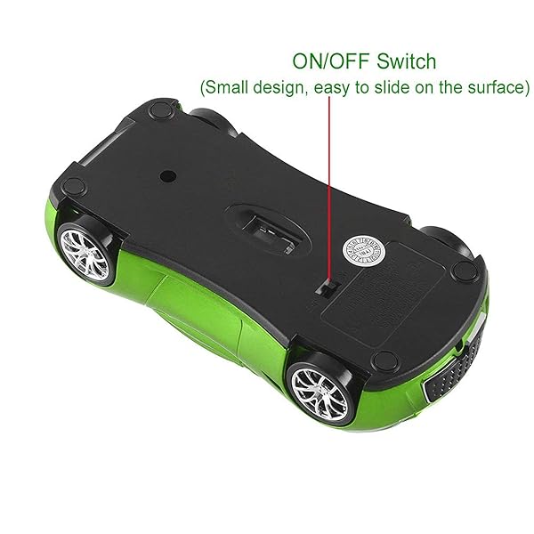 CHUYI Cool Car Shaped Wireless Mouse - 1600DPI Portable Cordless Mice for Travel, Office & Home (Green) - Image 8