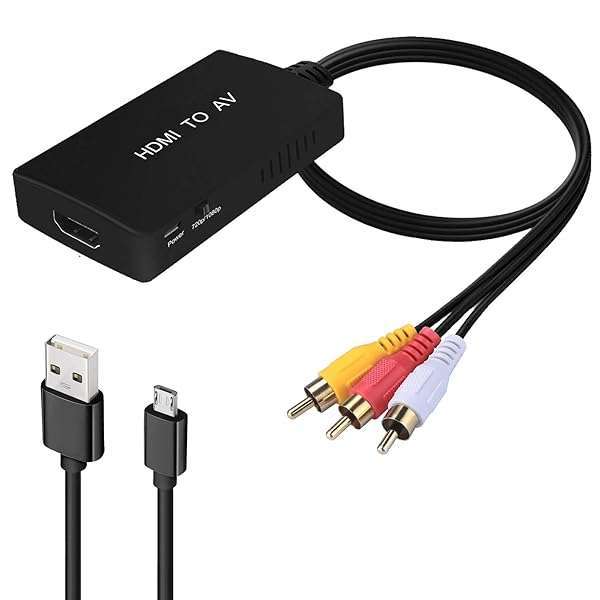 CIKIAER HDMI to RCA Converter for Apple TV, Roku & Fire Stick - High-Quality AV Adapter in Black