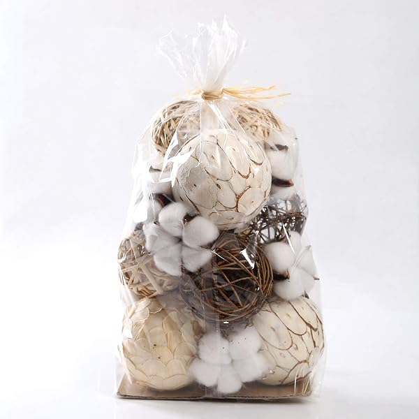 Decorative Rattan Balls for Home Decor | Assorted Spherical Wicker & Cotton Filler for Bowls & Vases - Image 4