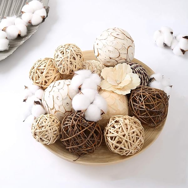Decorative Rattan Balls for Home Decor | Assorted Spherical Wicker & Cotton Filler for Bowls & Vases - Image 10