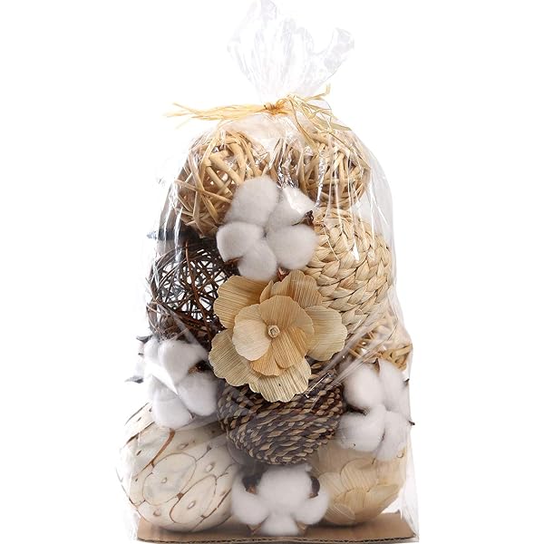 Decorative Rattan Balls for Home Decor | Assorted Spherical Wicker & Cotton Filler for Bowls & Vases - Image 3
