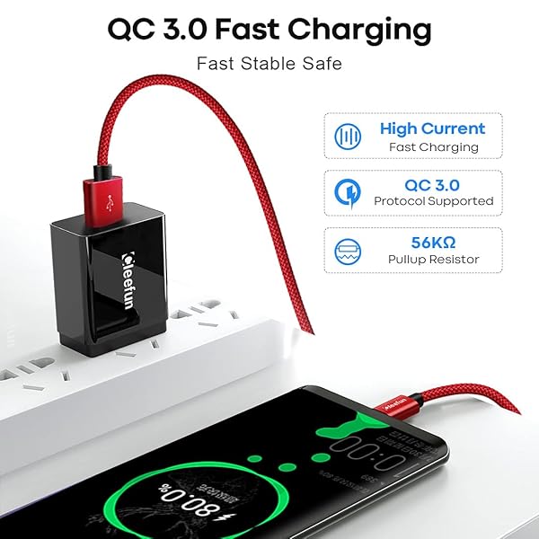 CLEEFUN 20ft USB Type C Cable Nylon Braided Charger Compatible with Samsung Galaxy Note LG Moto Pixel Switch and More - Image 4
