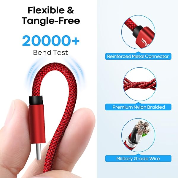 CLEEFUN 20ft USB Type C Cable Nylon Braided Charger Compatible with Samsung Galaxy Note LG Moto Pixel Switch and More - Image 5