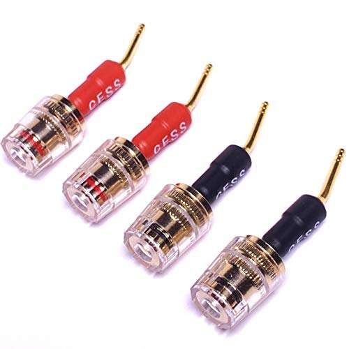 CNCESS CESS-162 Pin Banana Plug to 4mm Female Jack - 4 Pack Screw-Type Speaker Wire Connectors