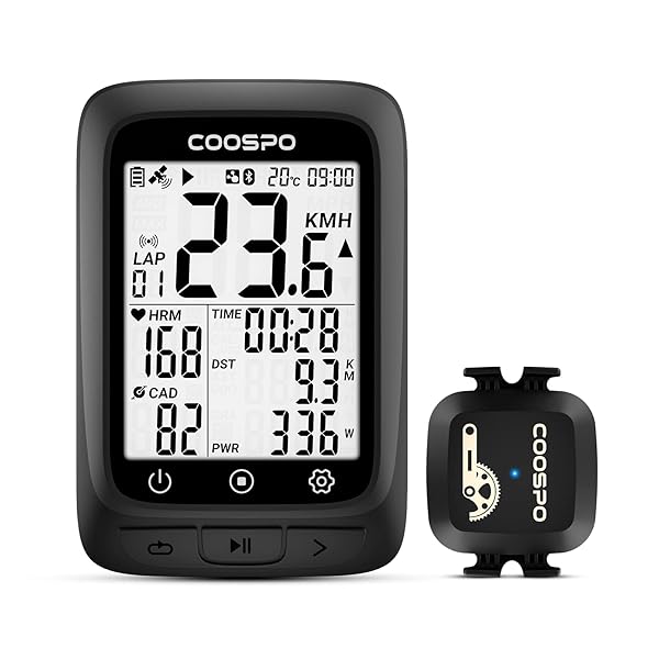 COOSPO GPS Cycling Computer BC107 and Bike Cadence Speed Sensor BK467, Wireless Bike GPS Speedometer with 2.4 Inch Auto-Backlight Display, Bluetooth