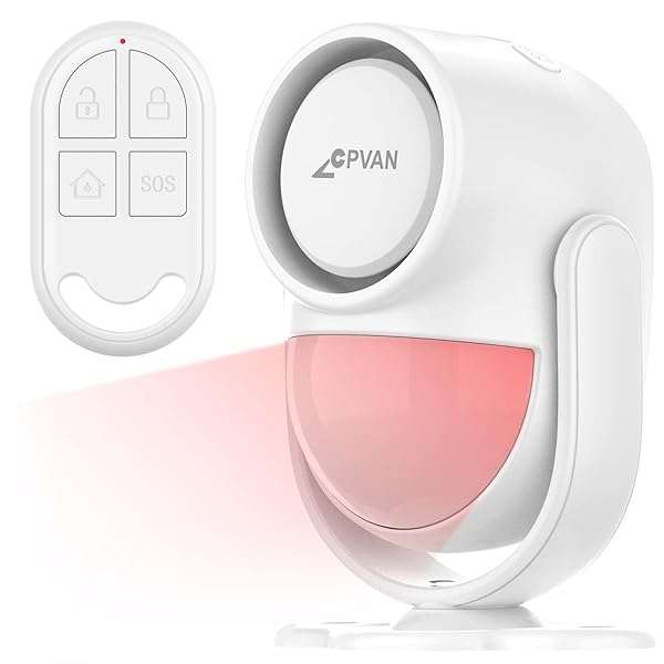 CPVAN CPVAN 125dB Motion Sensor Alarm with 328ft Remote - Wireless Infrared Security for Home, Garage & Van (CP2 Pro, White)