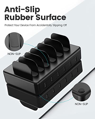 CREATIVE DESIGN 50W 6 Ports Multi Charger Station with 6 Charging Cables, USB Charging Dock for Multiple Devices, Compatible with Cellphone iPad - Image 6