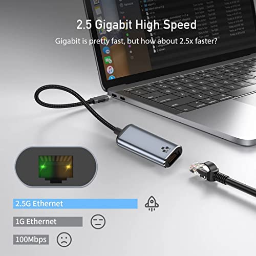 CY USB C to 25Gbps Ethernet Adapter USB 31 Type C to RJ45 2500Mbps Gigabit Network Adapter for Laptop - Image 4