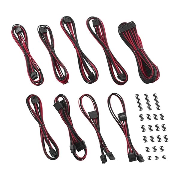 Upgrade Your Setup: CableMod C-Series Classic ModFlex Sleeved Cable Kit for Corsair RM Black Label/RMi/RMX (Black & Red) - Image 2