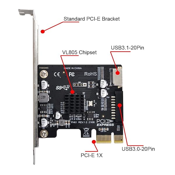 Upgrade Your PC: Cablecc 5Gbps Type-E USB 3.1 Front Panel & PCI-E 1X VL805 Adapter - Image 7