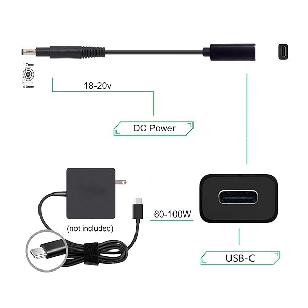 Type C USB-C to DC 4.8x1.7mm Power Cable for Laptops | 18-20V PD Charging Solution - Image 5