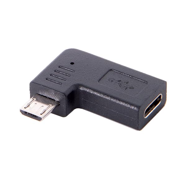Cablecc USB-C Type-C Female to Micro USB 2.0 5Pin Male Data Adapter 90 Degree Left & Right Angled Type (Left Angled) - Image 3
