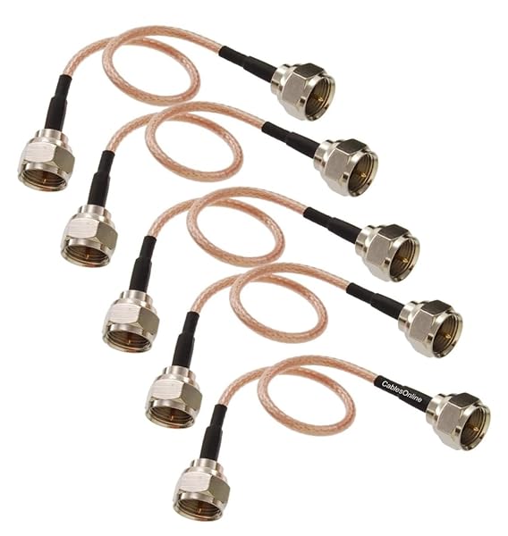 5-Pack 6-Inch Slim Coax RG179 Cables with F-Type Connectors for TV & Satellite - CablesOnline - Image 2