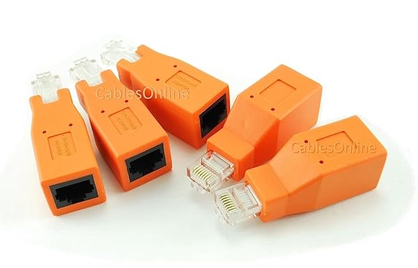 CABLESONLINE.COM ATLANTIC COMPUTERTECH Buy CablesOnline 5-Pack Cat6/Cat5e RJ45 Crossover Adapters - Fast Ethernet Connectivity