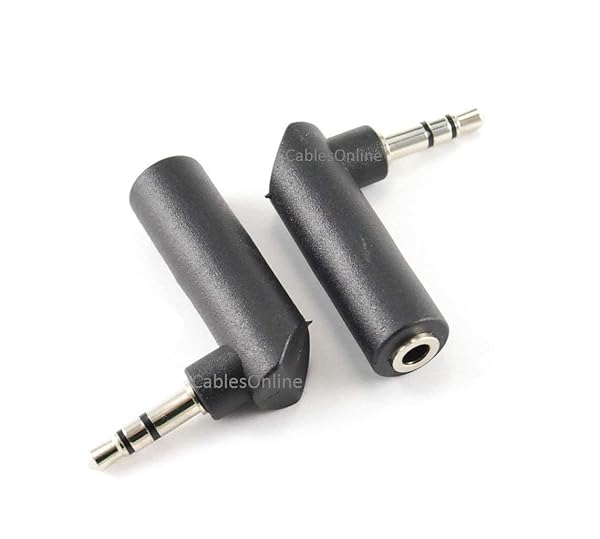 Buy CablesOnline Right-Angle 3.5mm Stereo Male to Female Audio Adapter 2-Pack - Perfect for Clear Sound & Space-Saving!