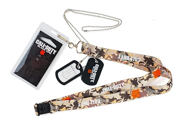 Exquisite Gaming Official Call of Duty: Black Ops 4 Logo Lanyard & Dog Tag Keychain - Unique Collectible Gift Set