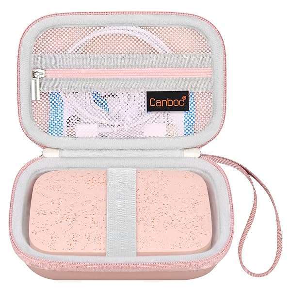 Canboc Carrying Case for HP Sprocket Portable 2x3 Instant Photo Printer, KODAK Step Wireless Mobile Photo Printer, Lifeprint 2x3 Photo Printer, Zipper Mesh Bag fits Photo Paper Cable, Rose Gold
