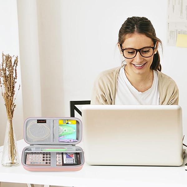 Canboc Carrying Case for Texas Instruments Ti-84 Plus CE TI-84 Plus TI-83 Plus Graphing Calculator Rose Gold Mesh Bag for Cables and Manual - Image 10