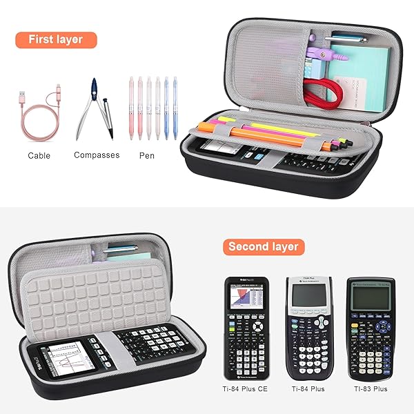 Canboc Carrying Case for Texas Instruments Ti-84 Plus CE TI-84 Plus TI-83 Plus Graphing Calculator Black Mesh Bag for Cables and Manual - Image 3