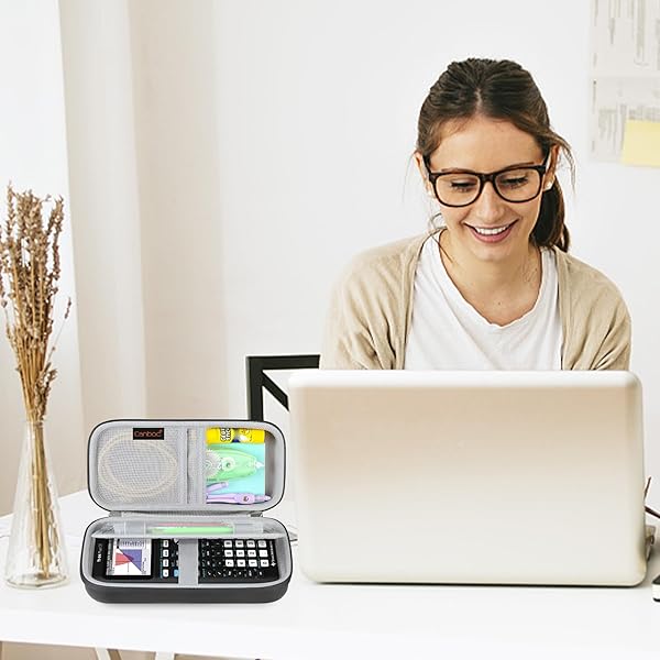 Canboc Carrying Case for Texas Instruments Ti-84 Plus CE TI-84 Plus TI-83 Plus Graphing Calculator Black Mesh Bag for Cables and Manual - Image 9