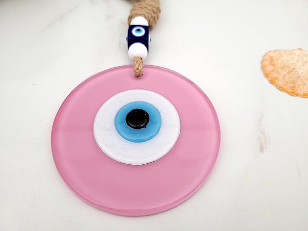 "Handmade 4" Pink Evil Eye Wall Hanging - Authentic Turkish Decor & Powerful Nazar Amulet for Home" - Image 6